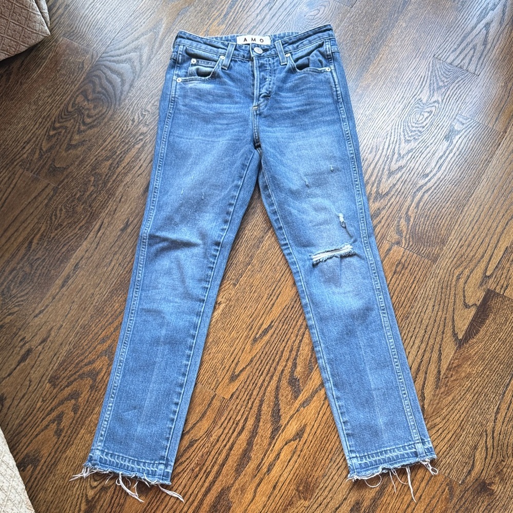 AMO Vintage Ripped Blue Ankle Jeans
